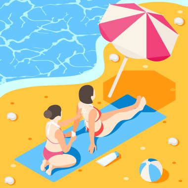 Isometric Güneş kremi Arkaplan Kompozisyonu