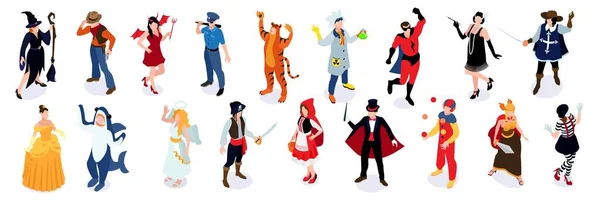 Masquerade Characters Icon Set — Stock Vector