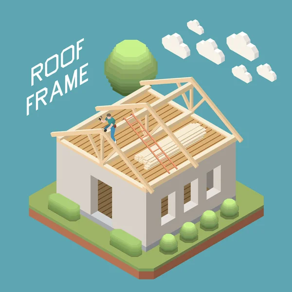 Composition isométrique du toit — Image vectorielle