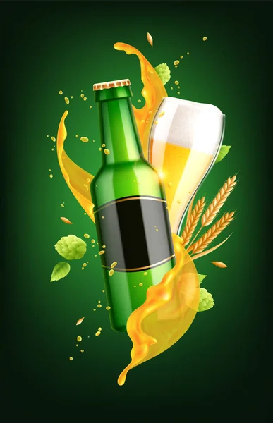 Refresco de cerveza Composición realista — Vector de stock