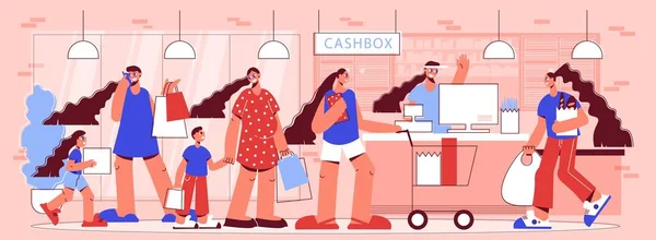 Shopping Cashbox Line Sammansättning — Stock vektor