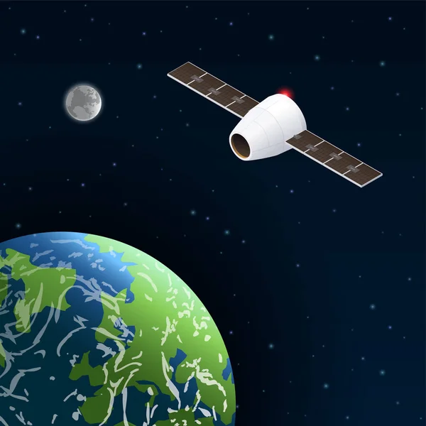 Composición moderna del satélite espacial — Vector de stock