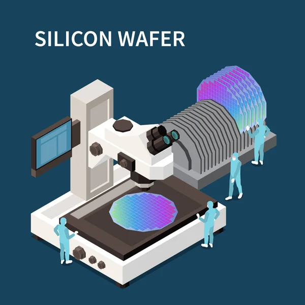 Silicon Wafer Composição Isométrica — Vetor de Stock