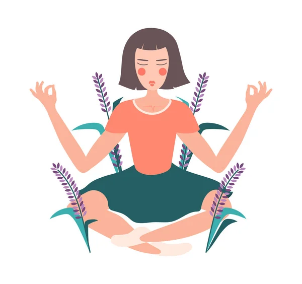 Fleur fille Yoga Composition — Image vectorielle