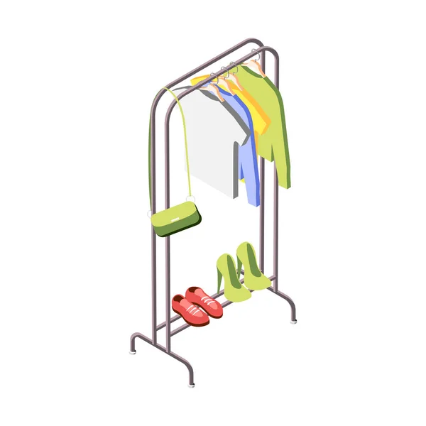 Kleding Hanger Isometrische samenstelling — Stockvector