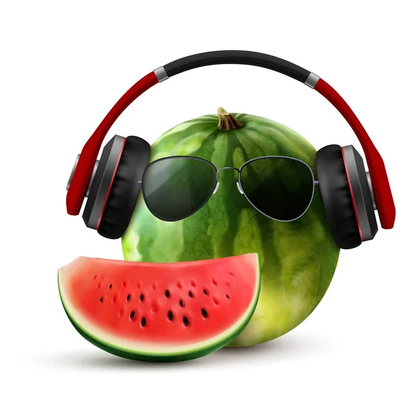 Wassermelone in Sonnenbrille Zusammensetzung — Stockvektor