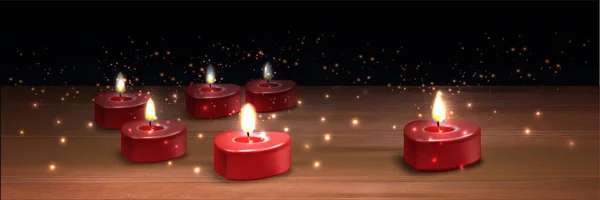 Velas de San Valentín Fondo realista — Vector de stock