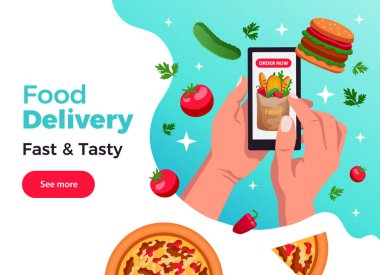 Eller Akıllı Telefon Yemek Kompozisyonu 