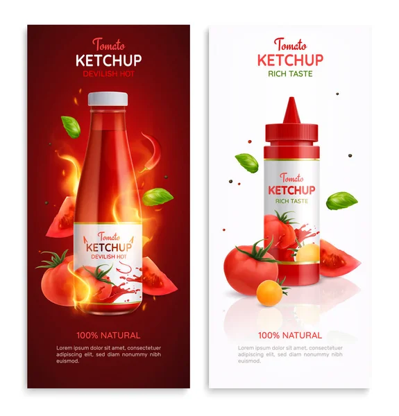 Tomato Ketchup Banners Set — Stock Vector