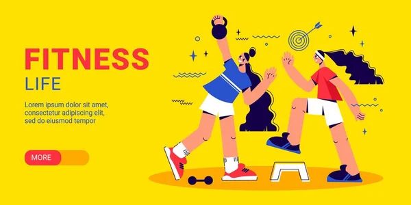 Fitness Yatay Afişi — Stok Vektör