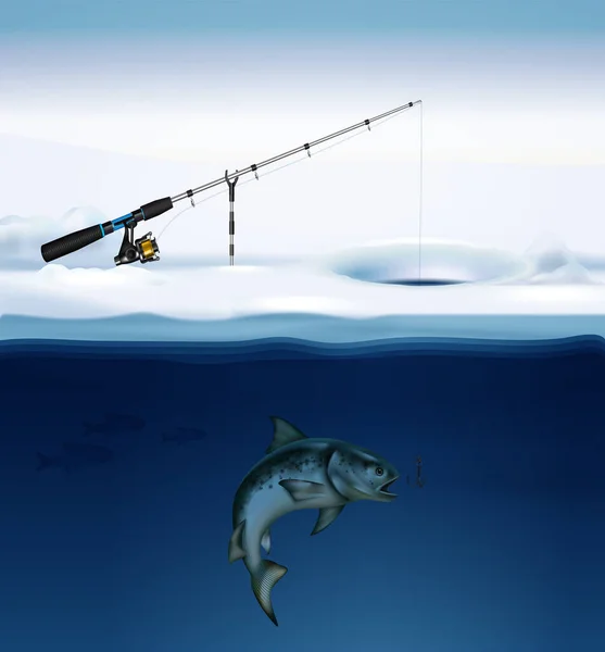Pesca de Inverno Composição realista —  Vetores de Stock