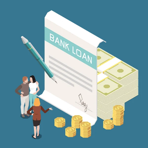 Bank Loan Isometric Composition — Stock Vector