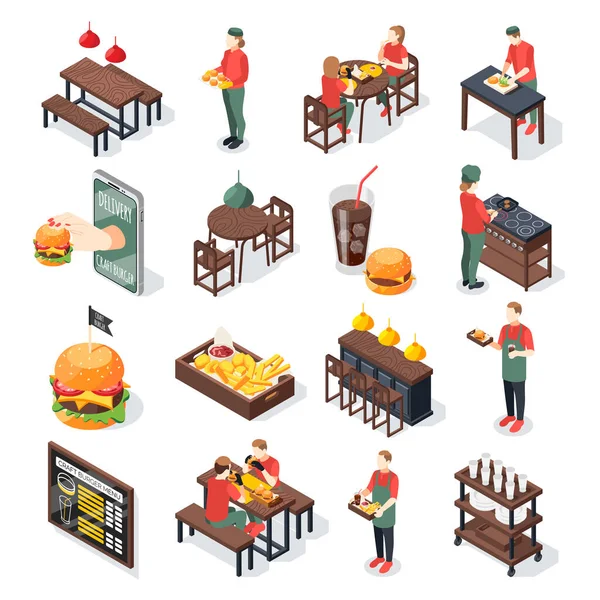 Burger House Pictogram Set — Stockvector