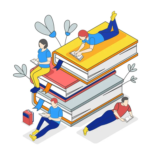 Menschen, die Bücher lesen — Stockvektor