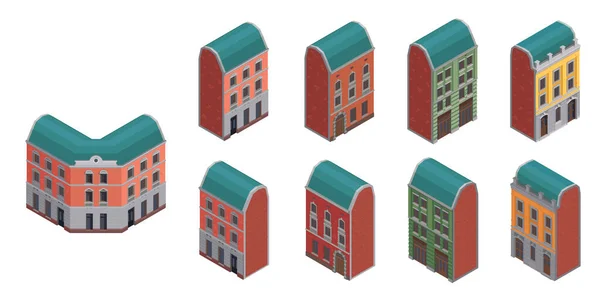 Suburban City Buildings Set — Vettoriale Stock
