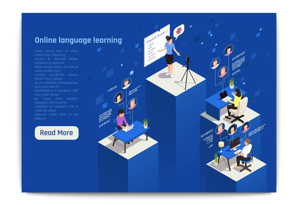 Dil Öğrenme Öğretisi Öğretici Bileşimi — Stok Vektör