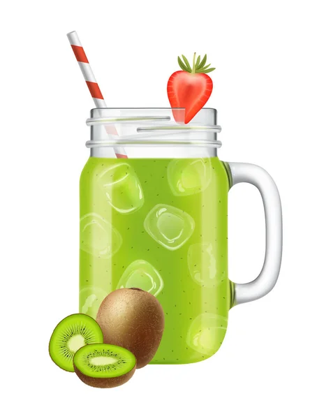 Kiwi Smoothie Cocktail Composição — Vetor de Stock