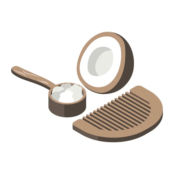 Composizione per la cura dei capelli di cocco — Vettoriale Stock