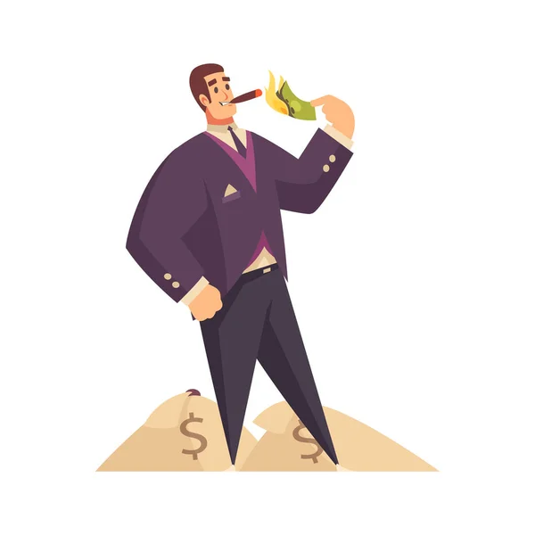 Smoking With Money Composition — Stock Vector