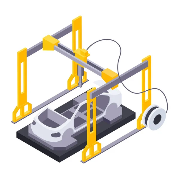 Composición de producción de coches eléctricos — Vector de stock