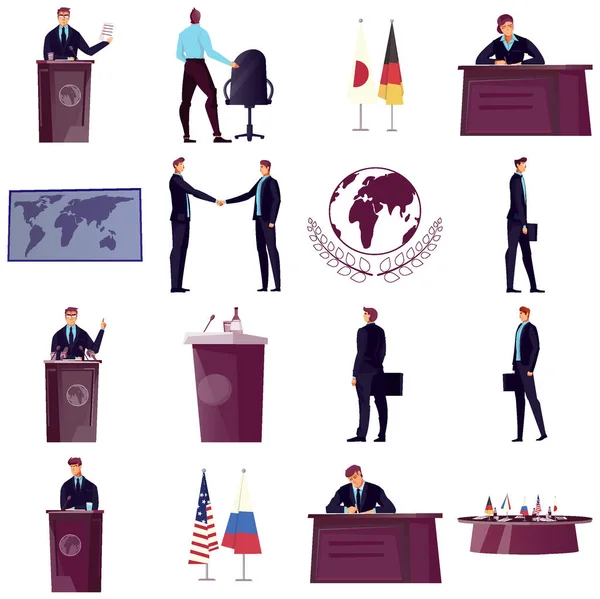 Diplomacy And Diplomat Icons Set — Stock Vector