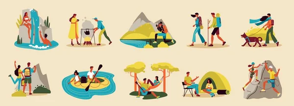 Outdoor Hiking Icon Set — Stock Vector