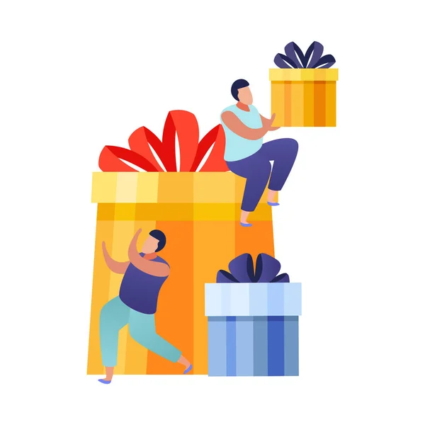 People With Gifts Composition — Stock Vector