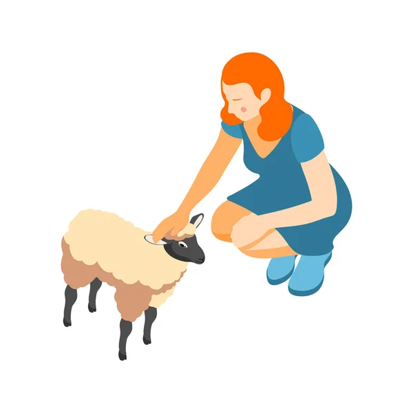 Koyun Bağlantı Hayvanat Bahçesi Kompozisyonu — Stok Vektör