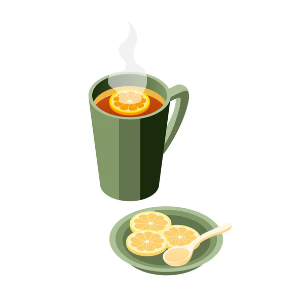 Citron Tea Cup Sammansättning — Stock vektor