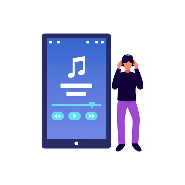 Music Player Users Composition — Stock Vector