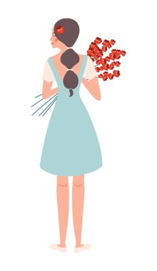 Gelincik Çiçekli Kadın Kompozisyonu