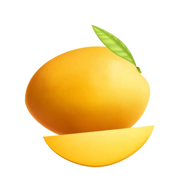 Mango Dengan Komposisi Daun - Stok Vektor