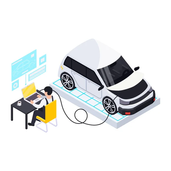 Composition d'entretien de voiture électrique — Image vectorielle