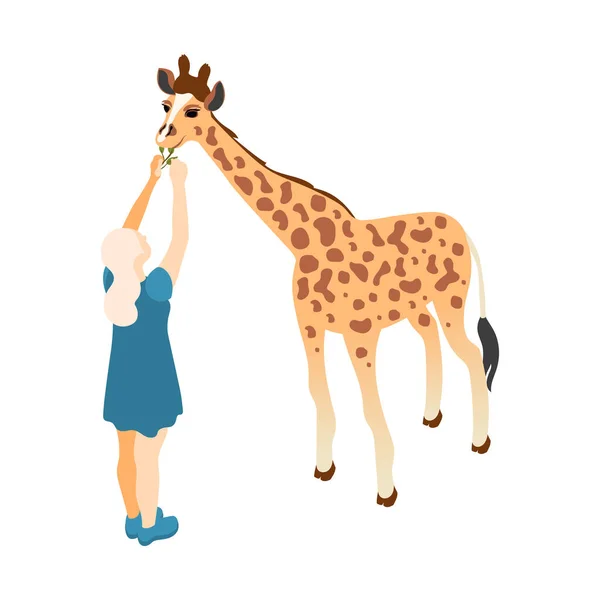 Meisje met giraffe samenstelling — Stockvector