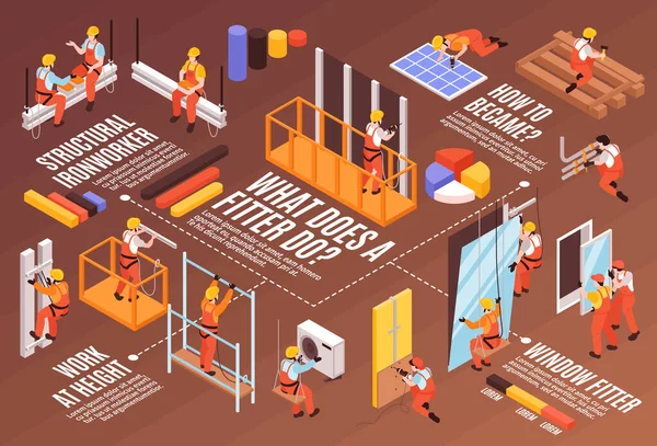 Composição isométrica do infográfico do encaixe —  Vetores de Stock