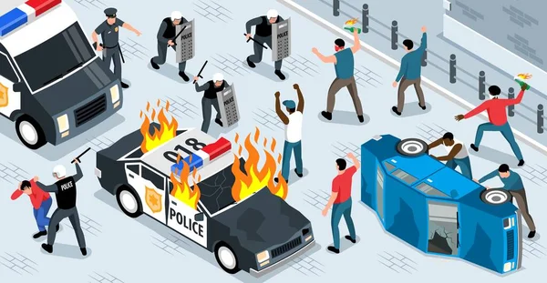 Illustration de protestation de masse — Image vectorielle