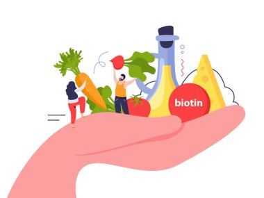 Vitaminler Eldeki Ürünler Konseptinde
