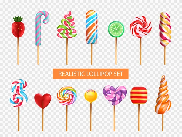 Lollipop Realistische Transparante Set — Stockvector