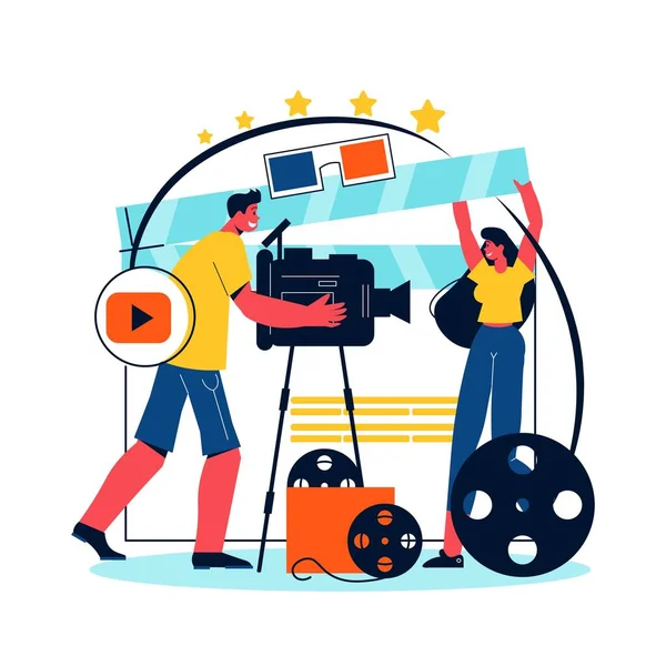 Concepto plano de cine — Vector de stock