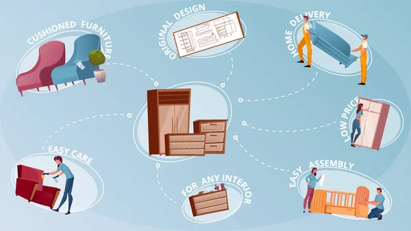 Conjunto de infográficos de fabricante de móveis — Vetor de Stock