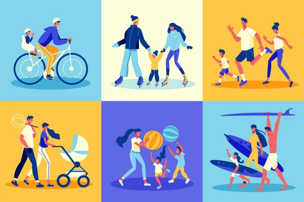 Active Family Design Concept — Stockvector