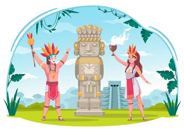 Civilisation Maya Concept de bande dessinée — Image vectorielle