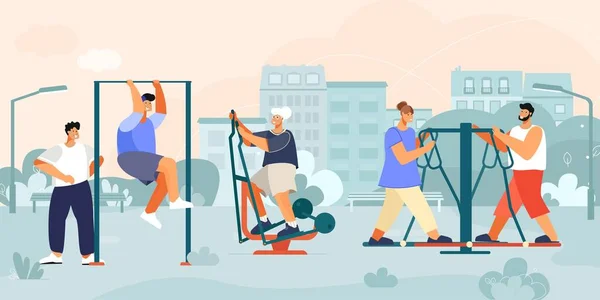 Composição de máquinas de exercício ao ar livre — Vetor de Stock