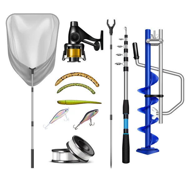 Realistic Fishing Equipment Collection — Stock Vector