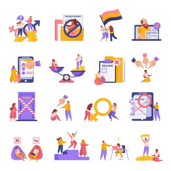 Discriminatie Flat Icons Set — Stockvector