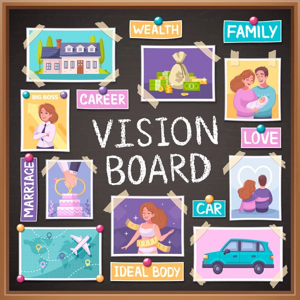 Vision Board tervező — Stock Vector
