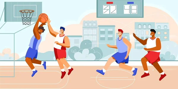 Composição de jogadores de rua de basquete — Vetor de Stock