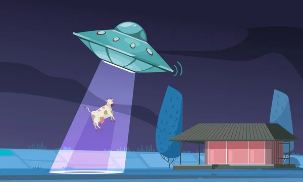 Alien UFO Kuh Zusammensetzung — Stockvektor