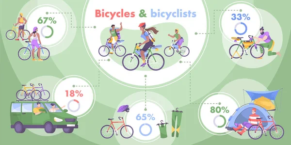 Infografika turystyki rowerowej płaskiej — Wektor stockowy