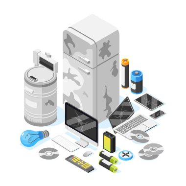 Elektronik Çöp Isometric Kompozisyon